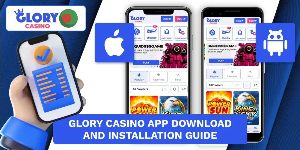 Glory Casino mobile app installation instructions